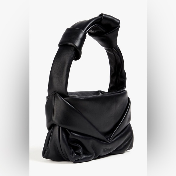 STAUD Kiss Gathered Leather Shoulder Bag Black Mini Bag NWT - Picture 4 of 11